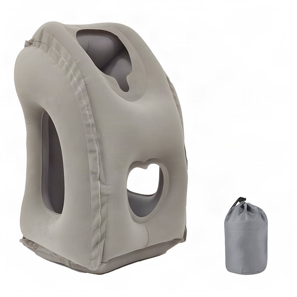 Inflatable Travel Pillow with Face Opening and Arm Cutouts