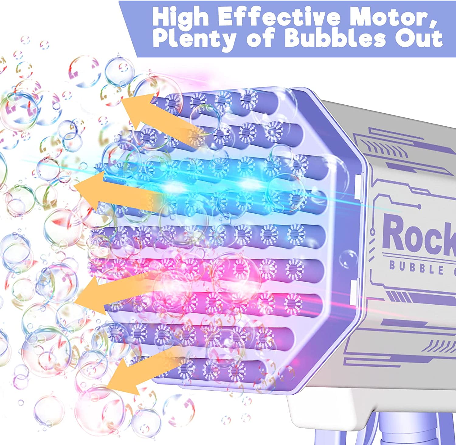 69-Hole Bubble Gun Machine with LED Lights and Fan