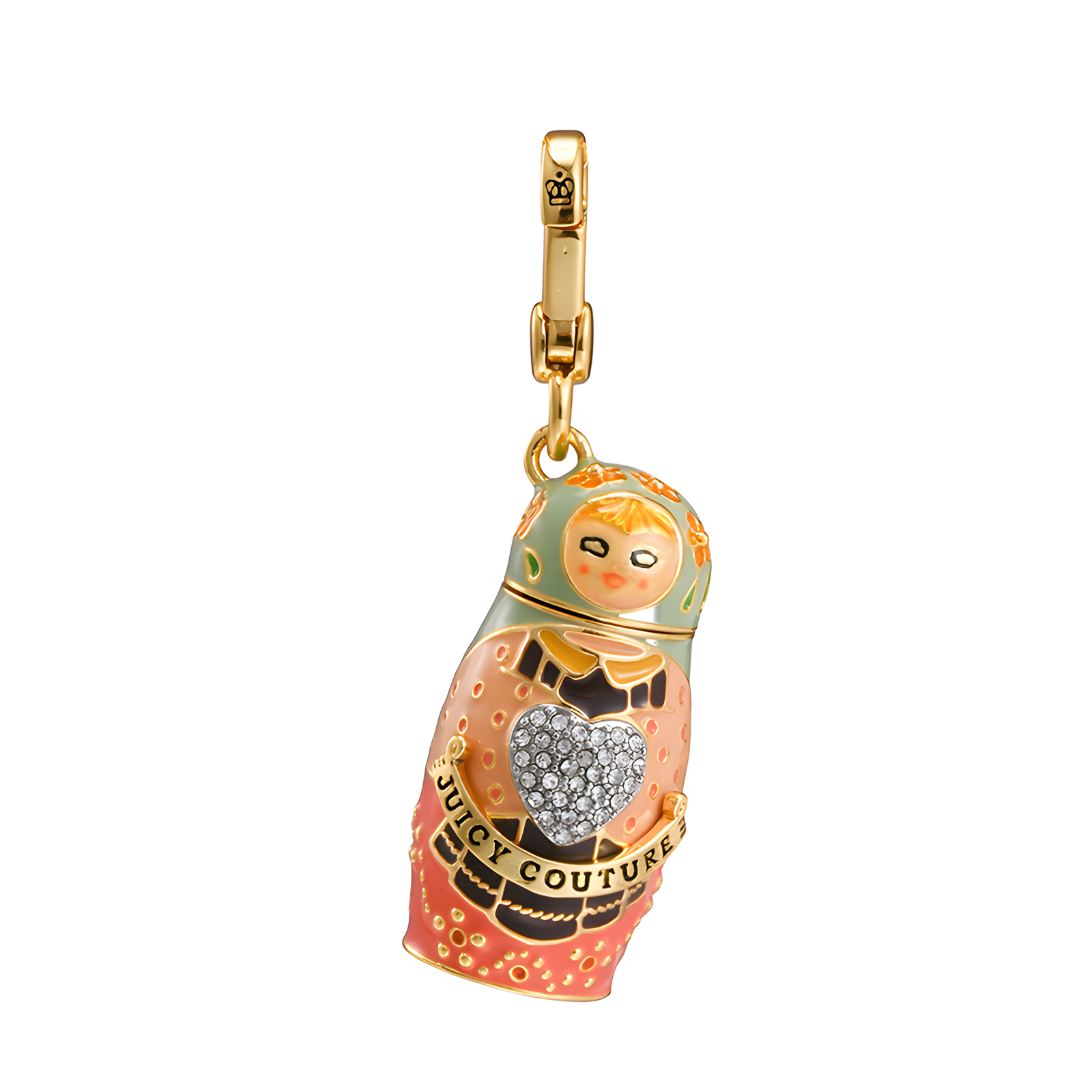 Heart Charm Pendant Necklace with Smiley Doll Design and Chain