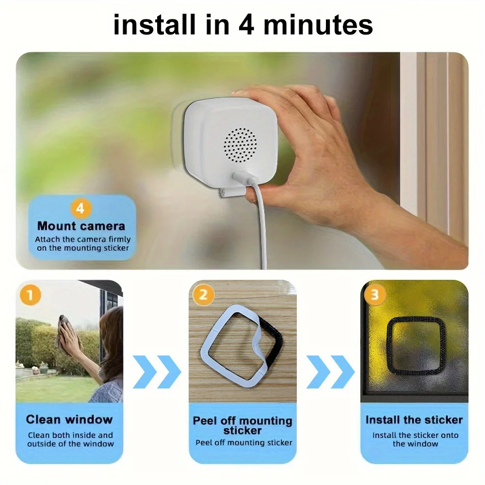 1080P WiFi Window Security Camera - Full Color Night Vision & Two-Way Audio