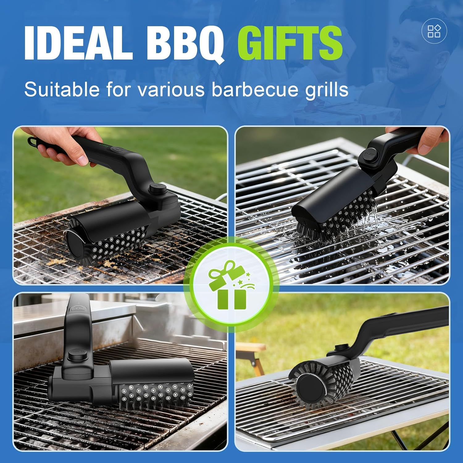 Rechargeable Electric Grill Cleaning Brush Stainless Steel BBQ