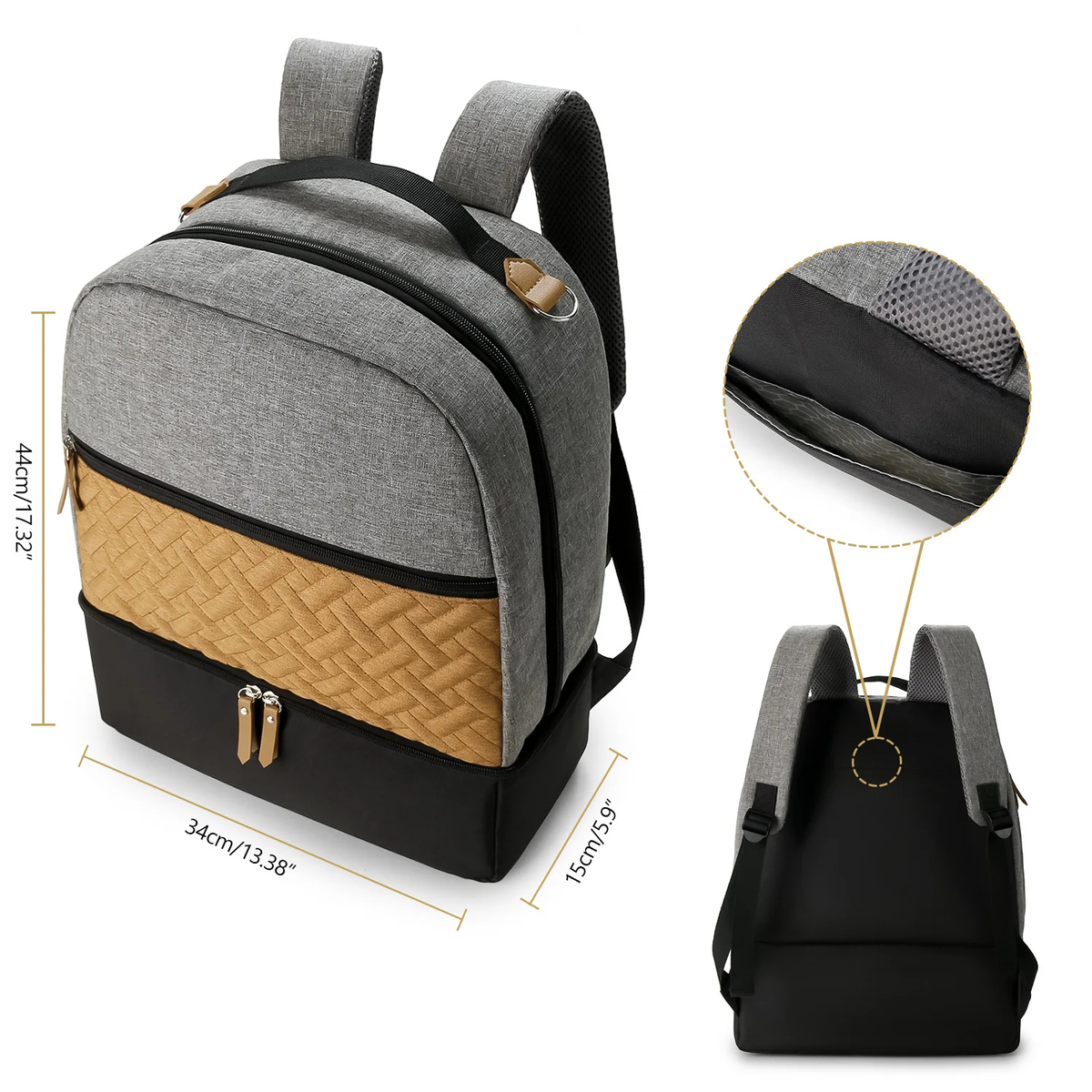 Insulated Diaper Backpack with Separate Lower Compartment