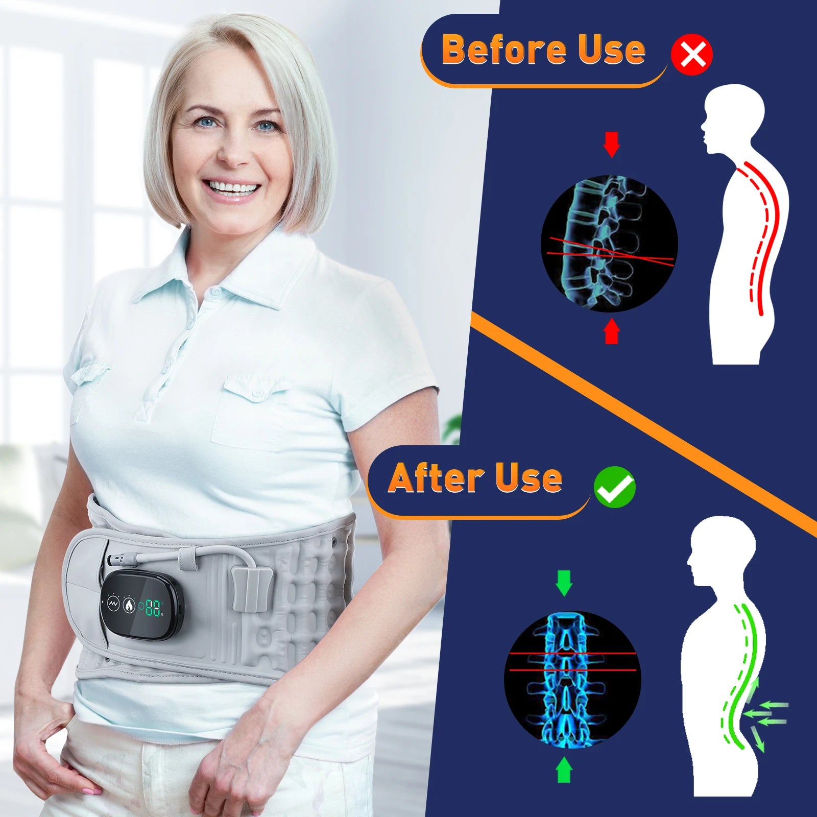 Spinal Decompression Belt with Heat & Vibration Massage