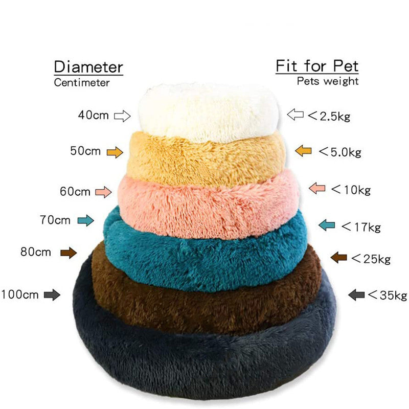 Donut Pet Bed with Raised Rim — Soft Plush for Cats & Dogs