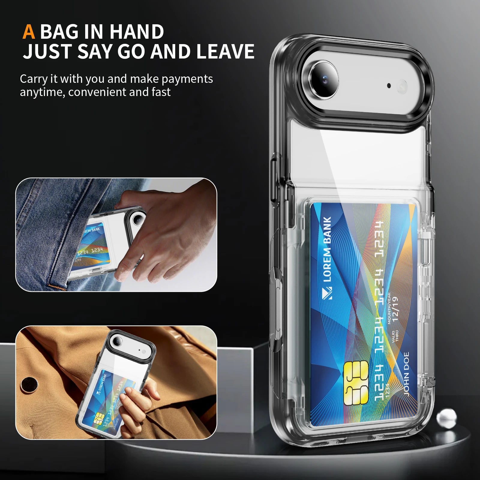 2-in-1 Slim Wallet Case for iPhone (Built-in Card Holder & Shock Protection)