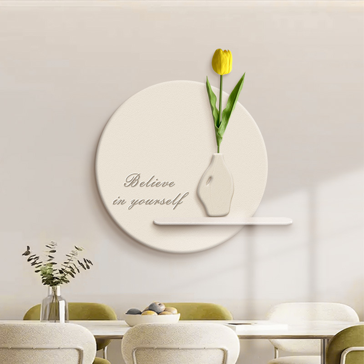 Sculptural Botanical Wall Art with Integrated Display Shelf