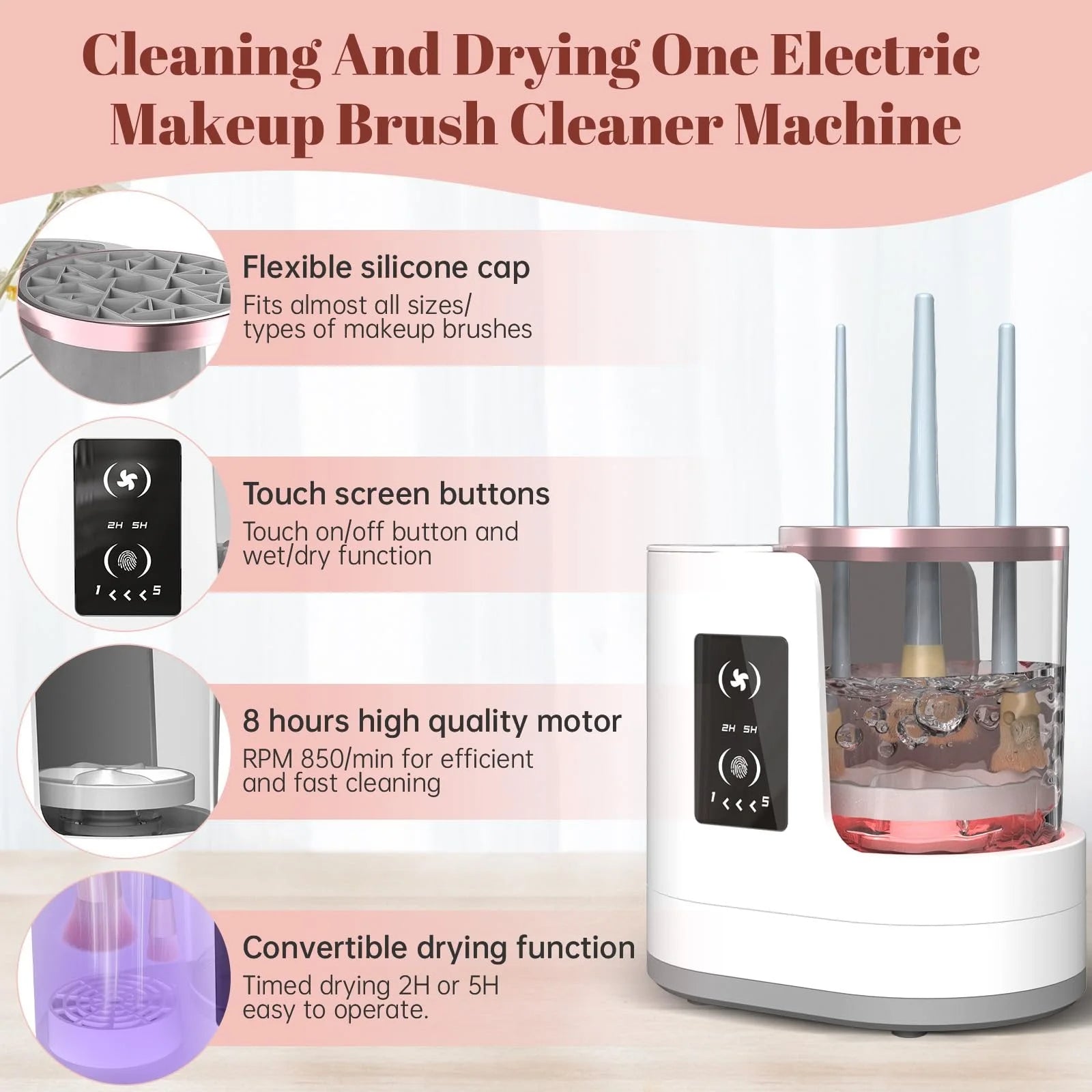 3-in-1 Electric Makeup Brush Cleaner - USB Dryer & Holder Machine