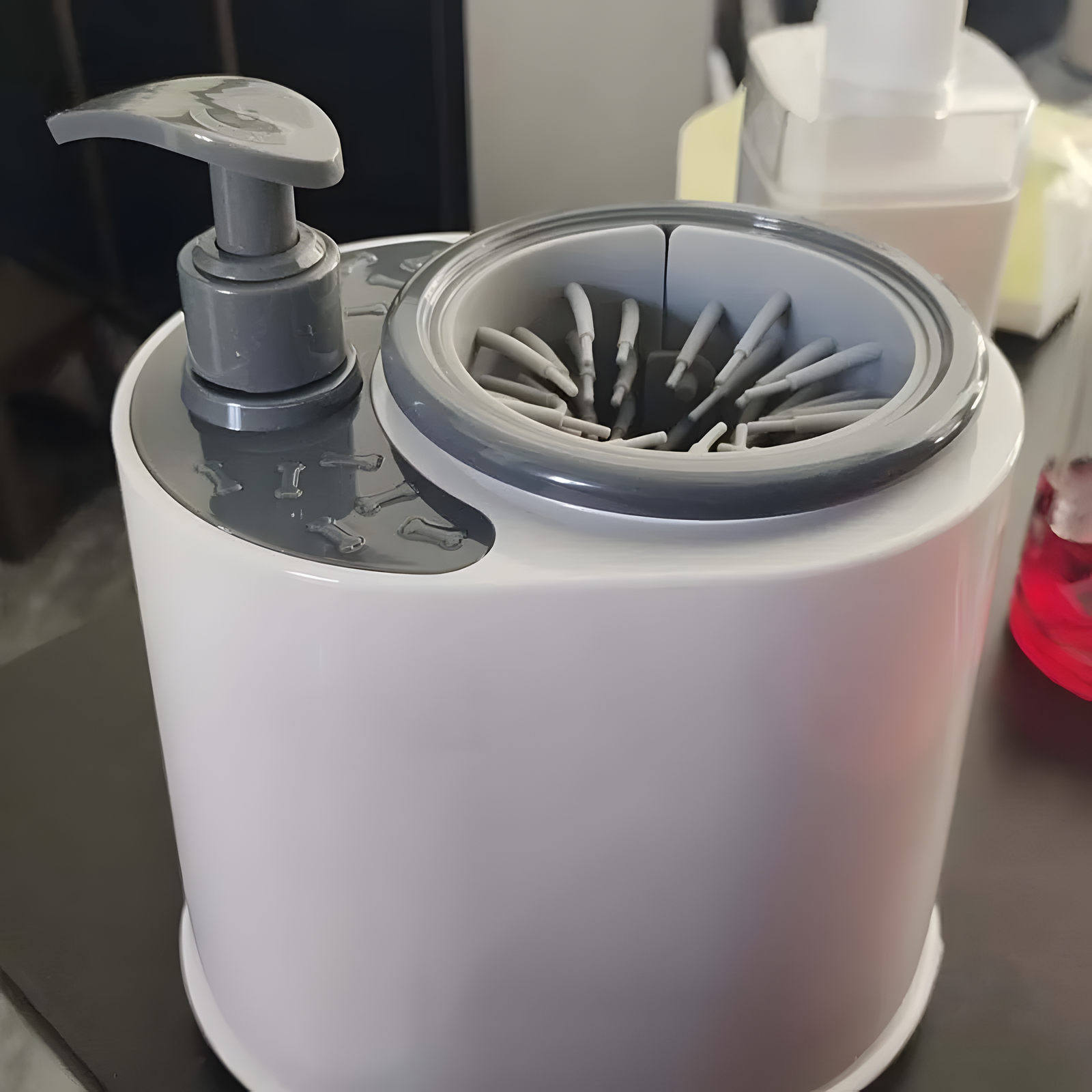 Automatic Electric Pet Paw Washer Cup with Brush Blue/Gray