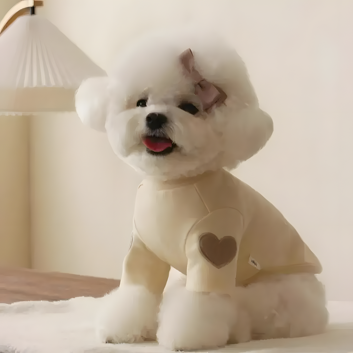 Heart Detail Dog Sweater with High Neck and Front Sleeves