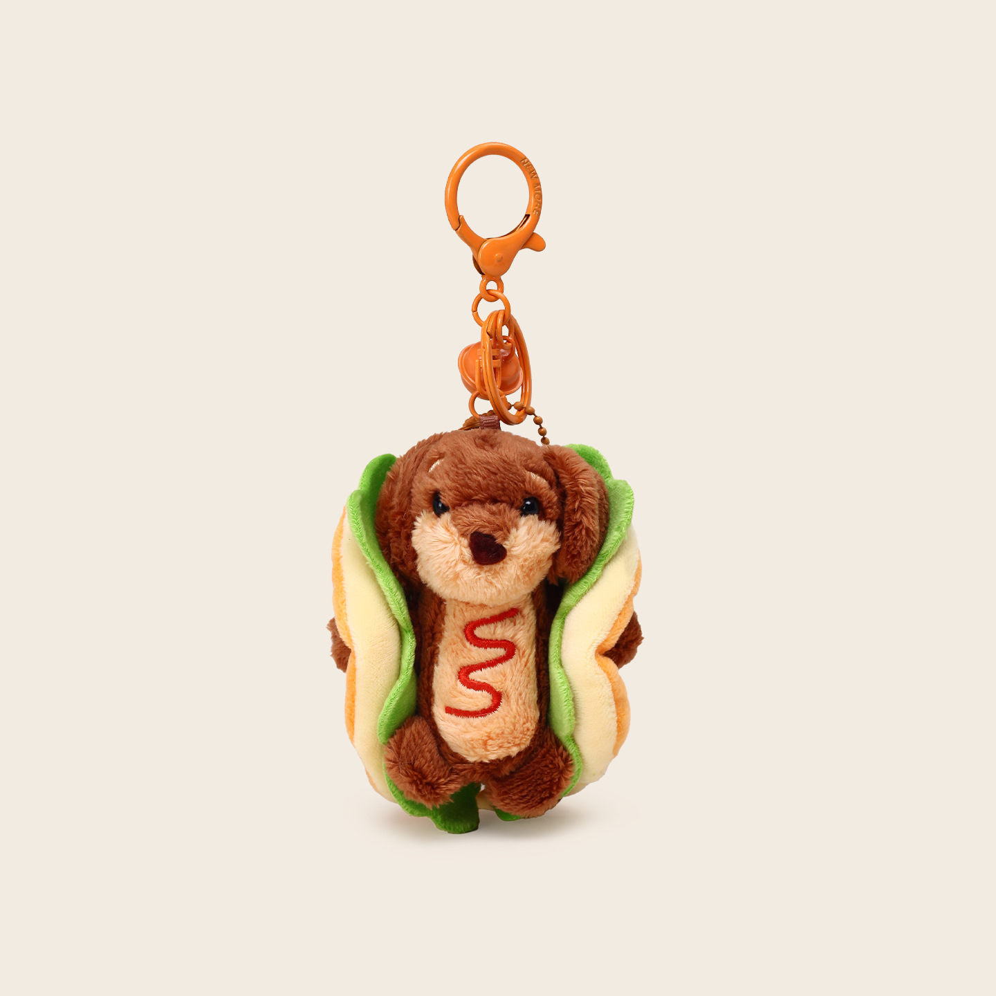 Dachshund Hot Dog Costume Plush Keychain Bag Charm