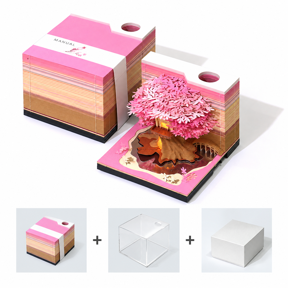 Treehouse Paper Sculpture Memo Pad, 218 Pages and Light