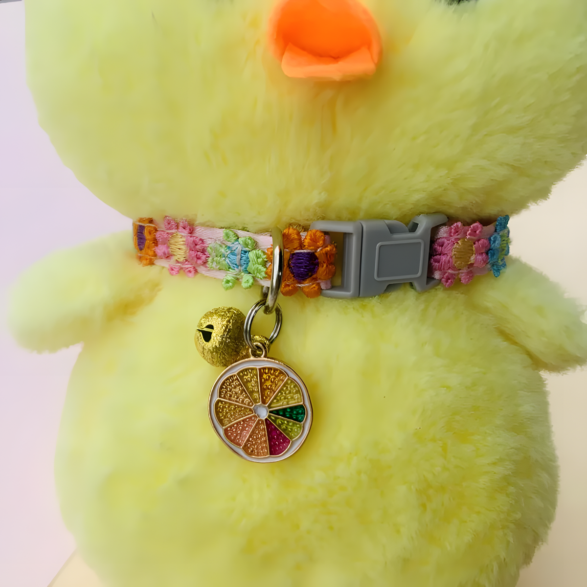Colorful Floral Cat Collar, Adjustable Buckle, Bell & Charm