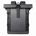 Roll-Top Travel Backpack, Oxford Fabric and Organizer Pockets