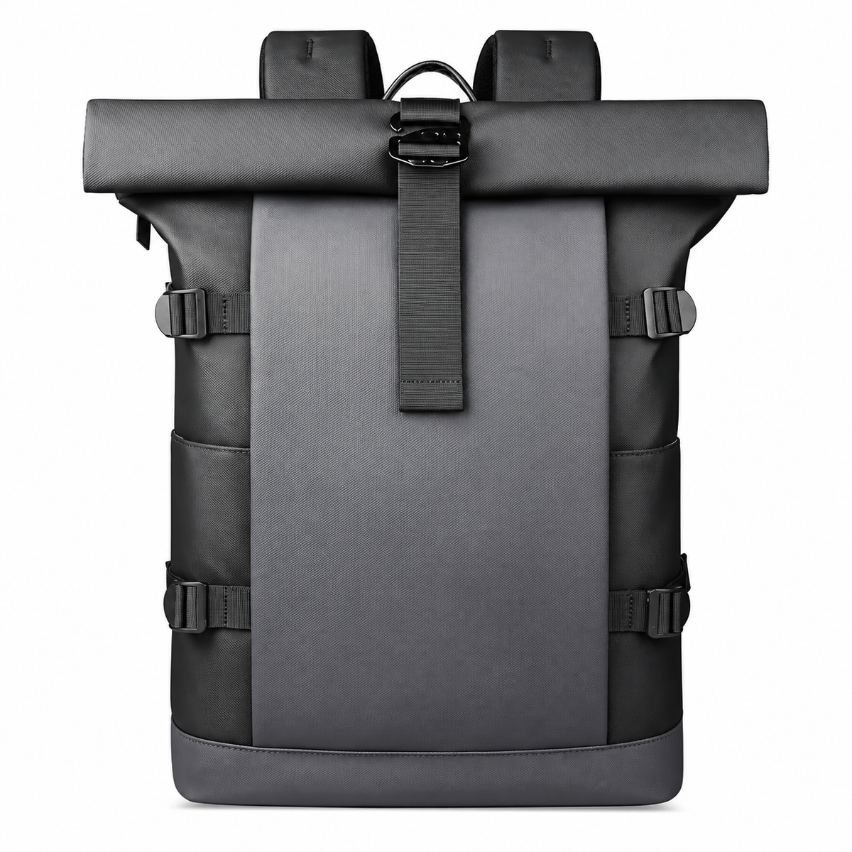 Roll-Top Travel Backpack, Oxford Fabric and Organizer Pockets