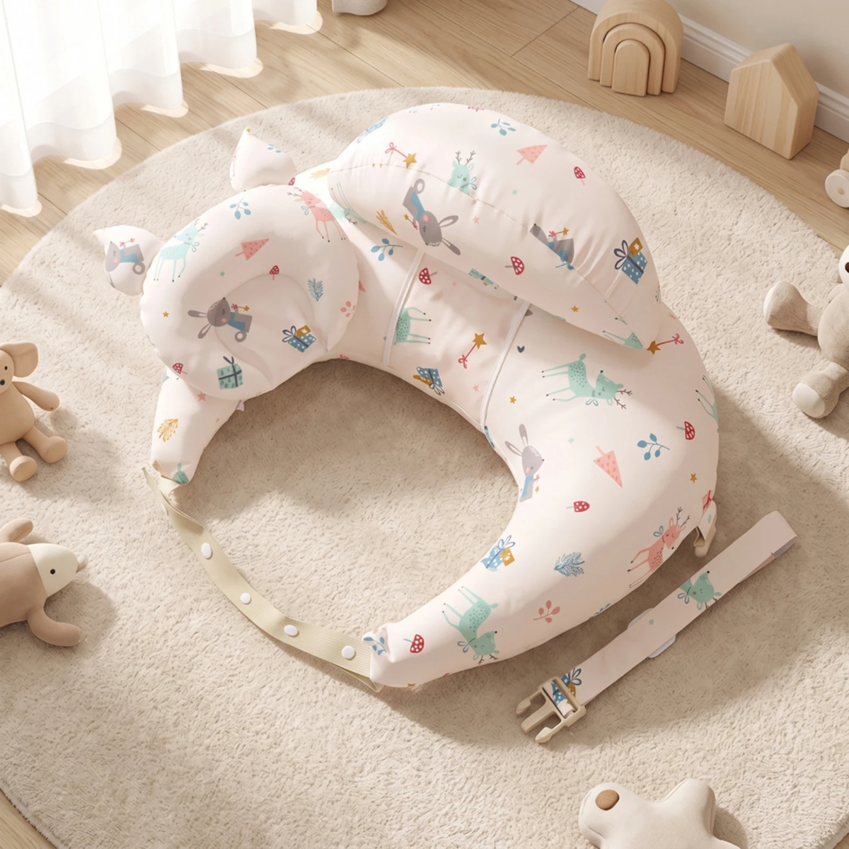 Adjustable Wraparound Nursing Pillow Set with Printed Cover