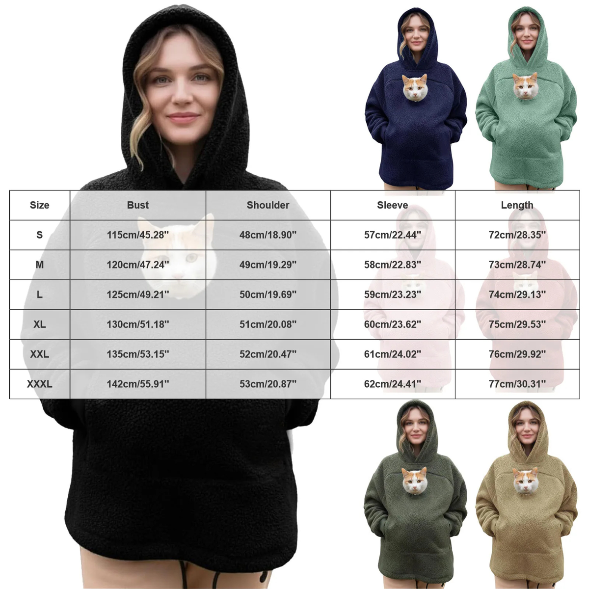 Fleece Pet Pouch Hoodie with Front Pocket for Cats & Small Dogs