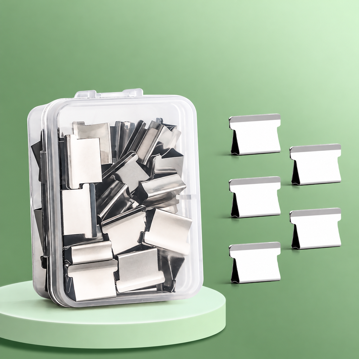 Reusable Paper Clip Dispenser and Separate Clip Refill Packs