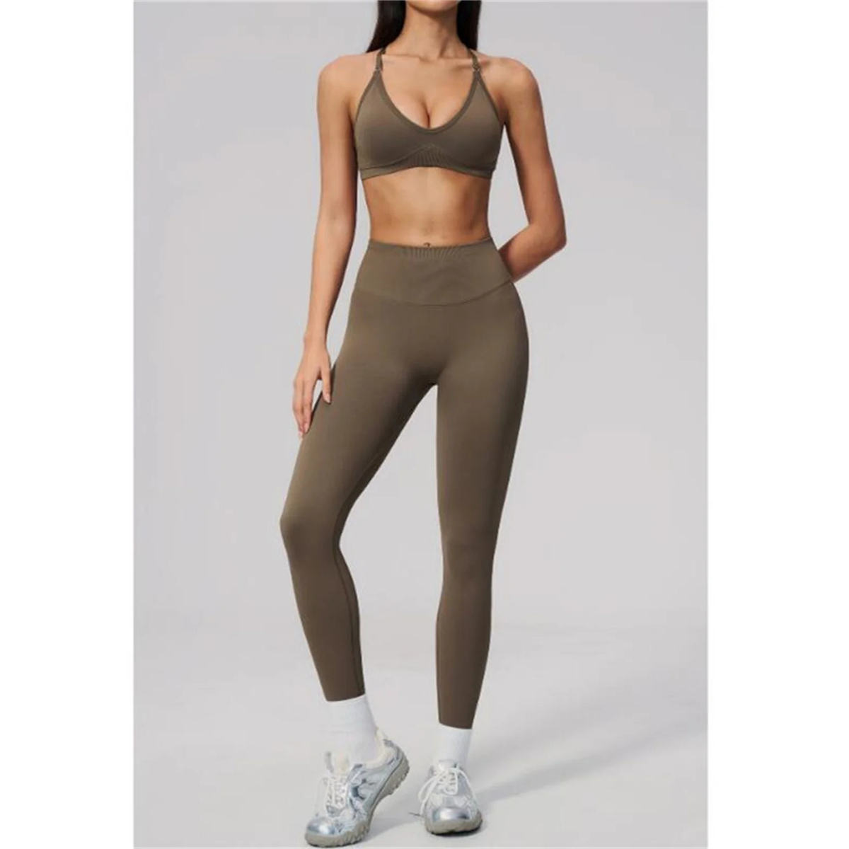 Women's Cross-Back Sports Bra and High-Waist Leggings Set