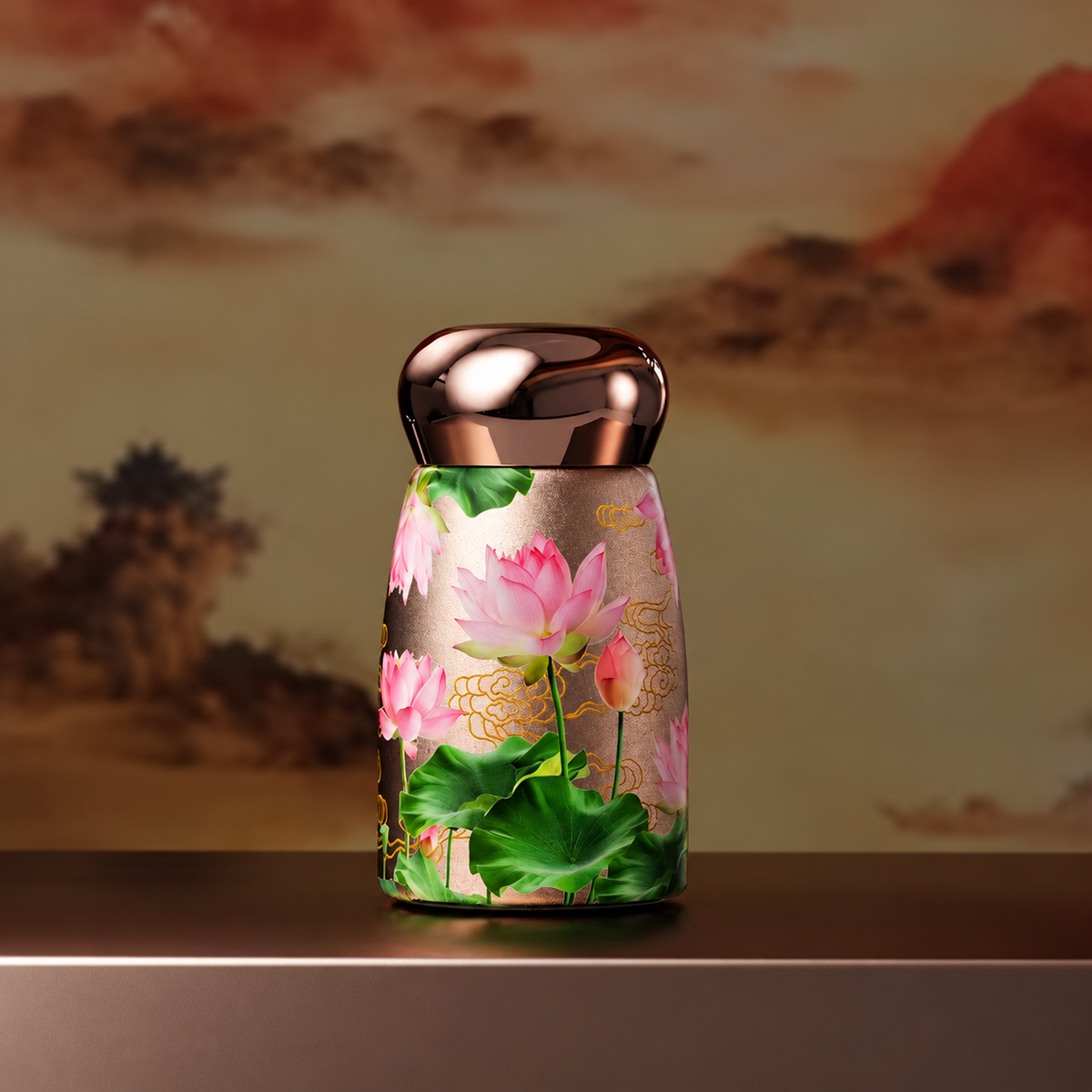 Floral Mini Insulated Cup with Temperature Display, 230 ml