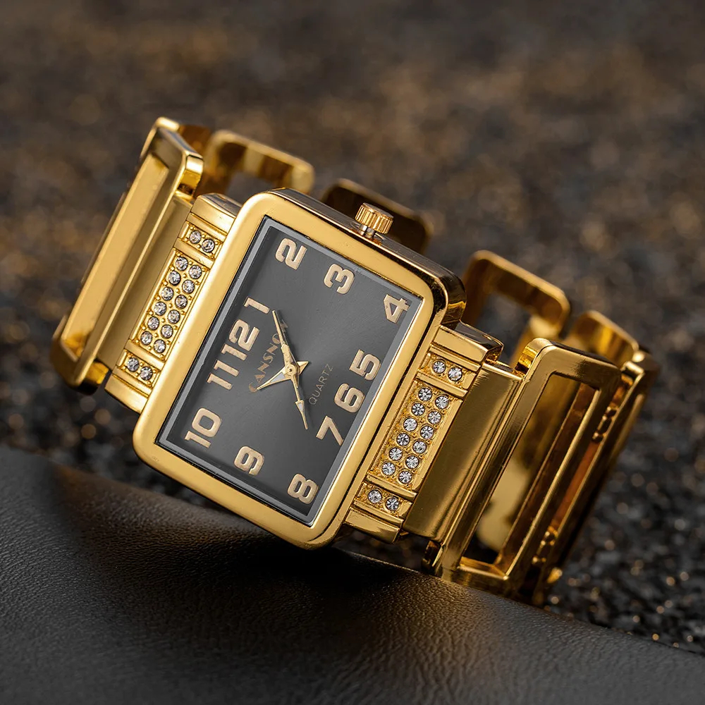 Rhinestone Rectangular Bracelet Watch Quartz Analog