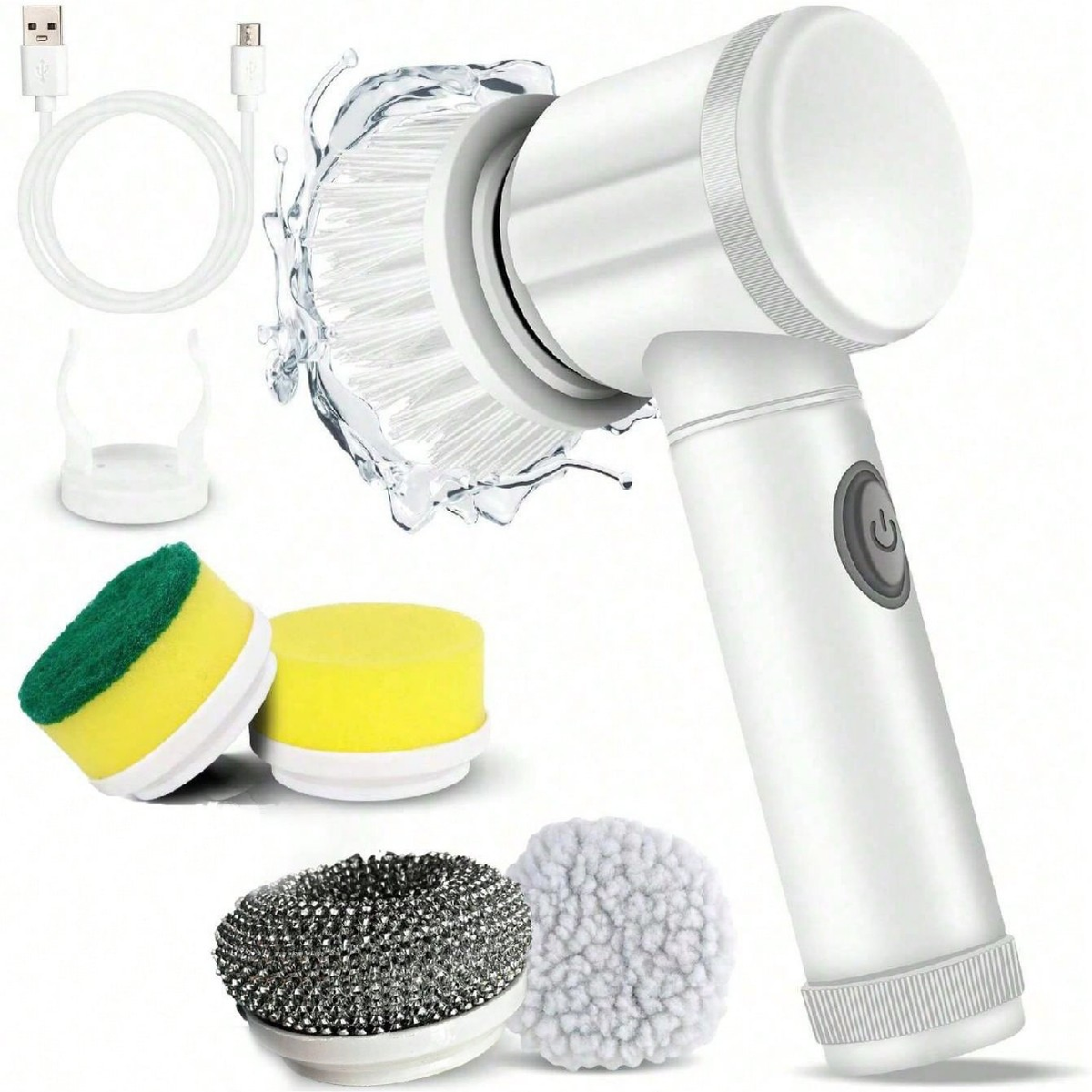 Rechargeable Electric Cleaning Brush with Swappable Heads