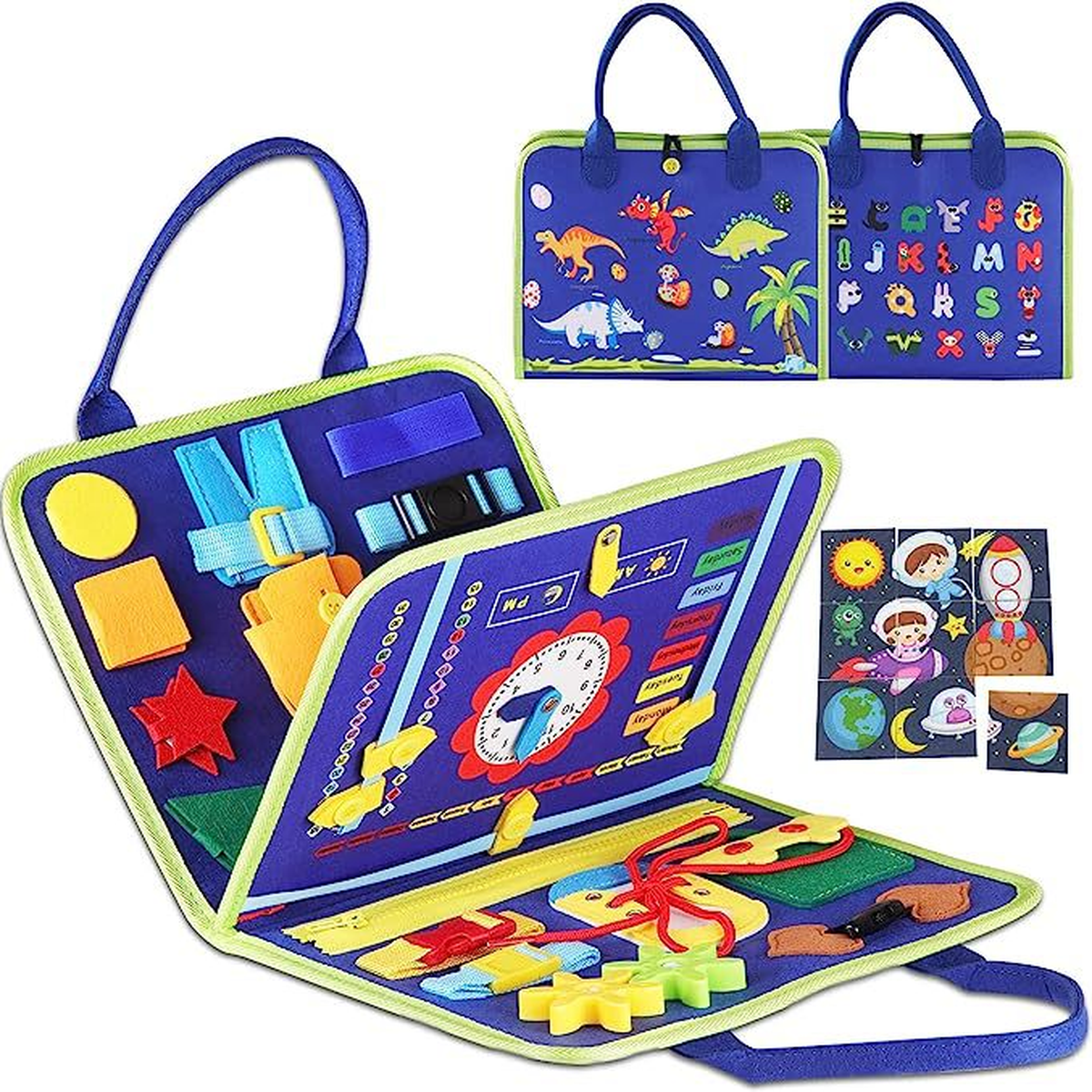 Portable Travel Activity Busy Board with Buckles and Laces