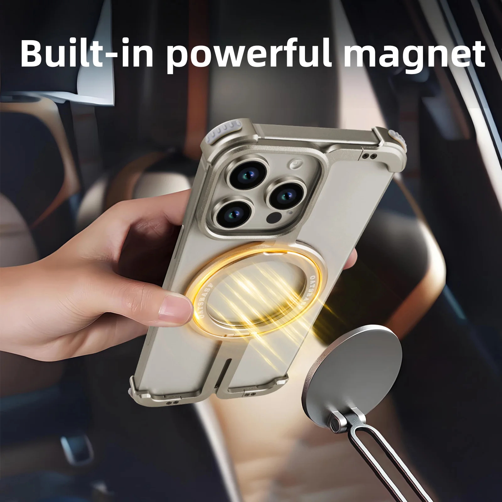 Slim Metal Rotating Phone Case with Ring Stand for iPhone 16