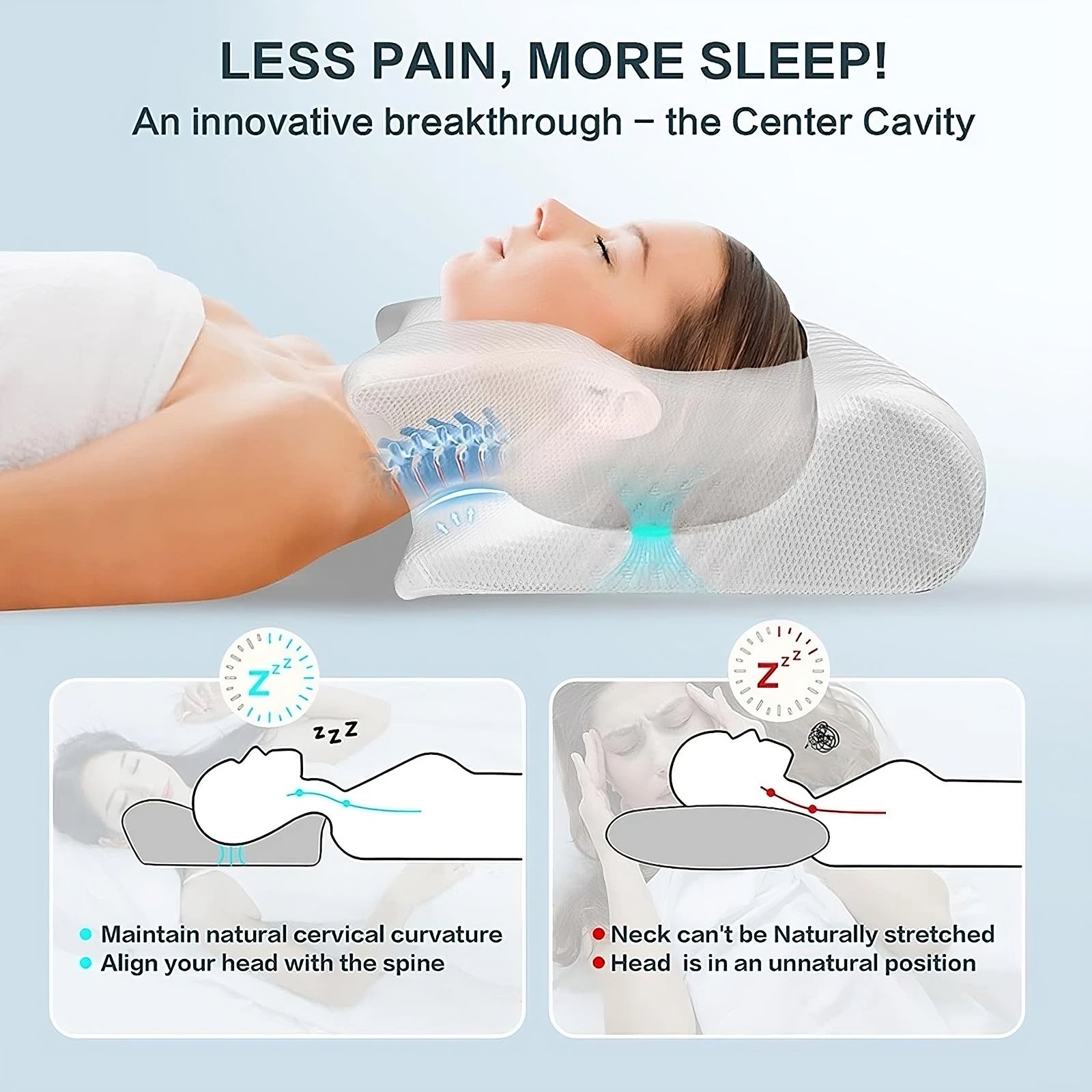 Memory Foam Cervical Pillow - Ergonomic Neck Support | Cooling Arc-Chill Cover