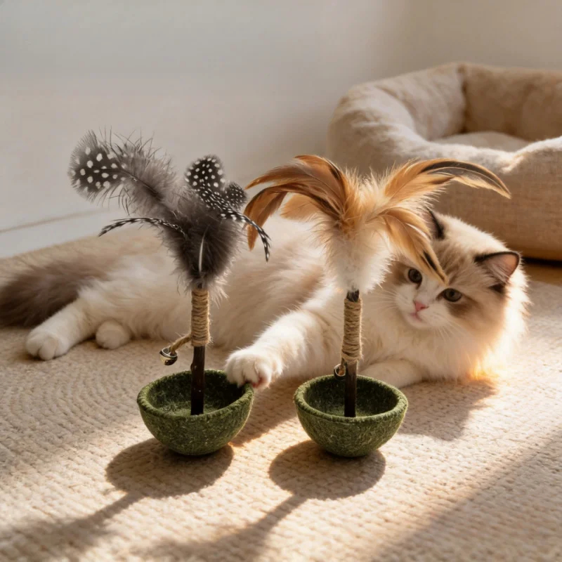 Catnip Tumbler Cat Toy with Feather Teaser & Bell