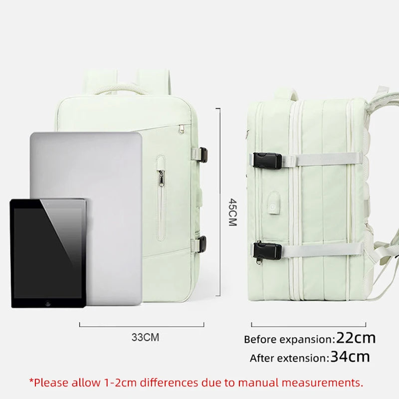 Expandable Travel Backpack with USB Port – Laptop Bag