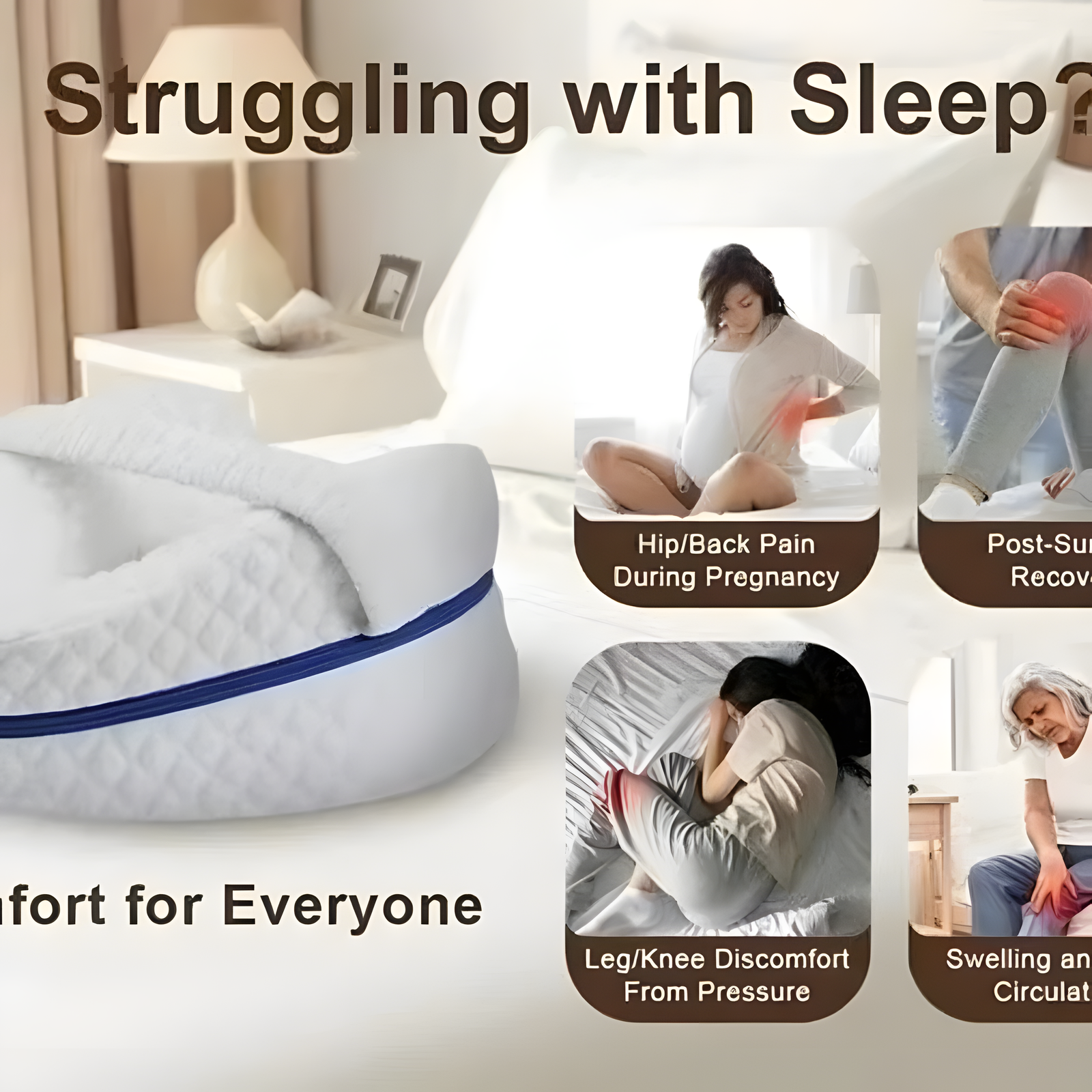 Heart-Shaped Leg Pillow – Memory Foam Knee Support Cushion