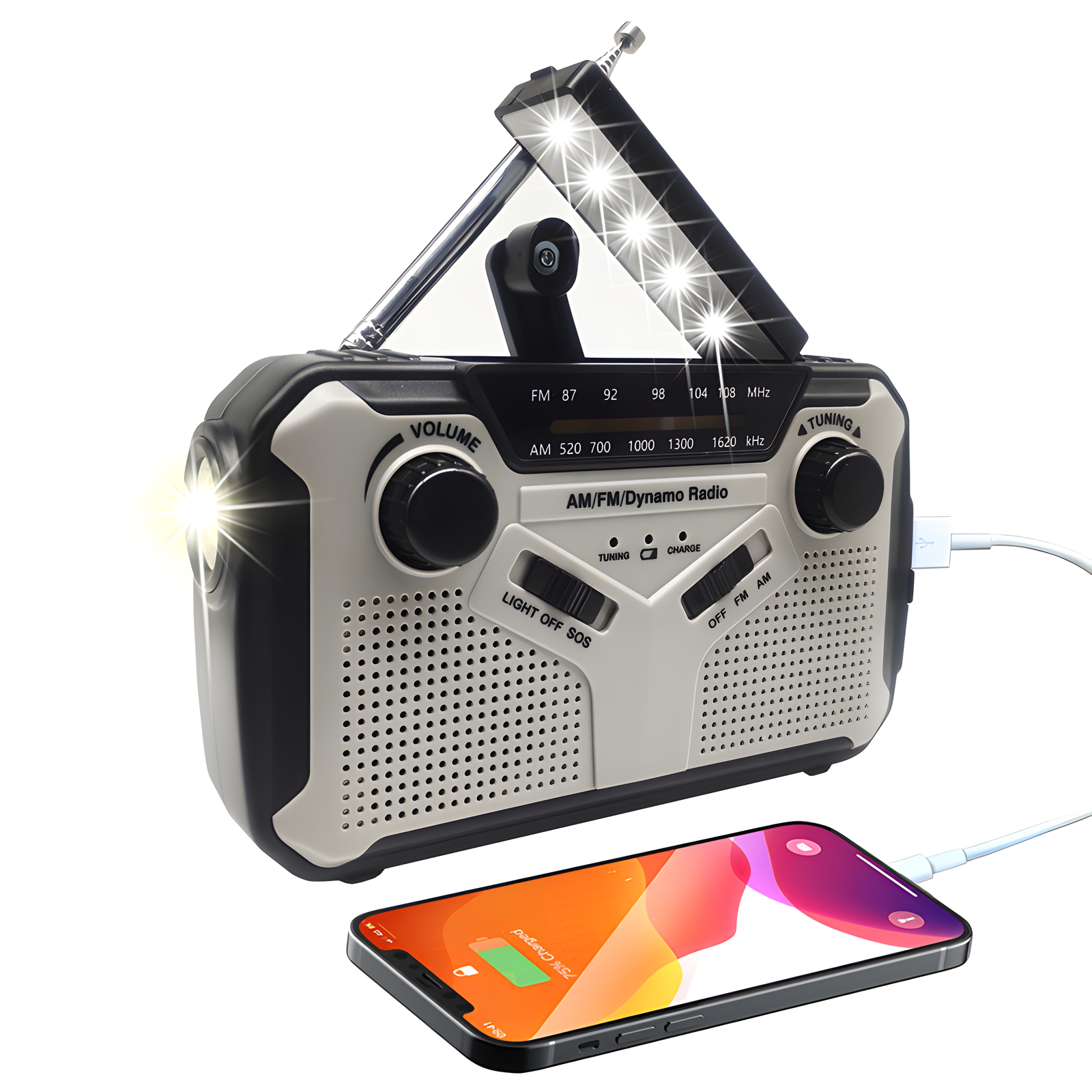 Emergency Solar Hand Crank Radio with Flashlight EU & US Plug