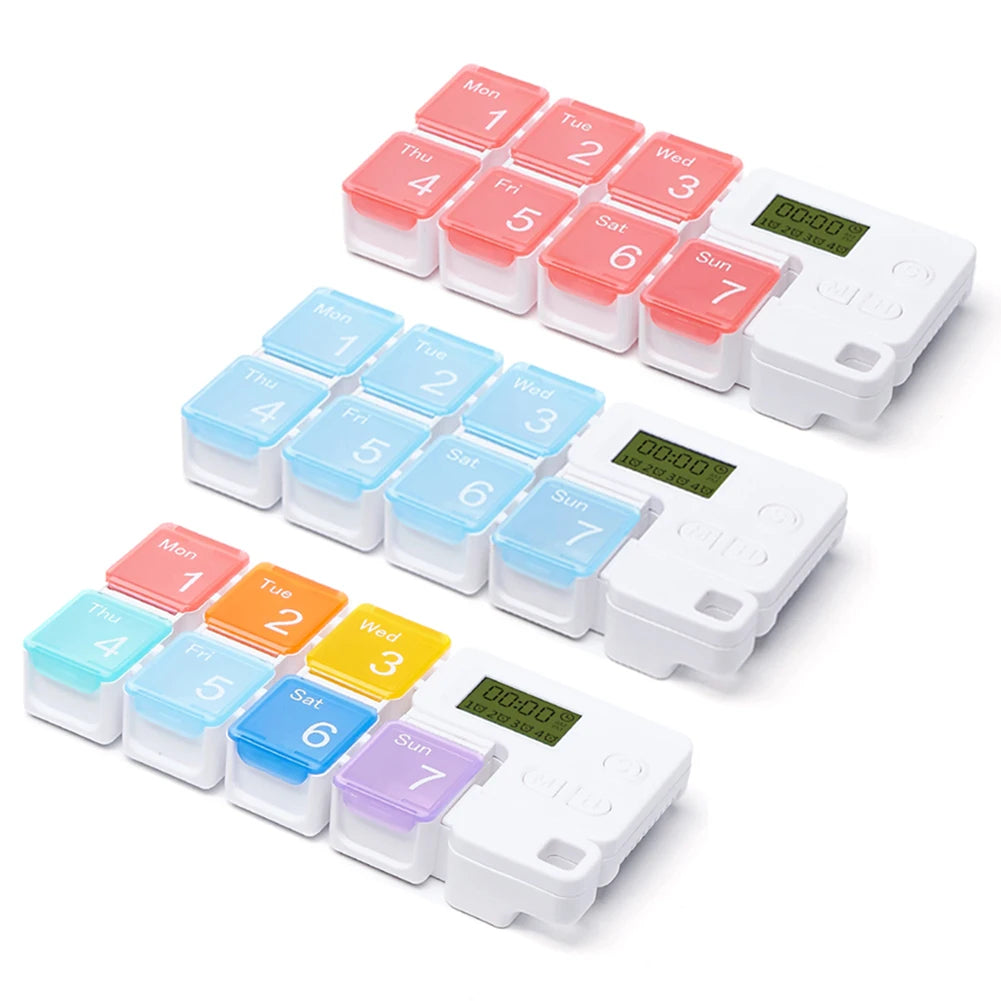7-Day Pill Organizer with 4 Alarm Reminders - AM/PM Weekly Medication Box - TradixPro