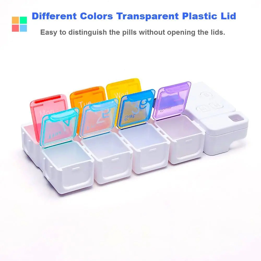7-Day Pill Organizer with 4 Alarm Reminders - AM/PM Weekly Medication Box - TradixPro