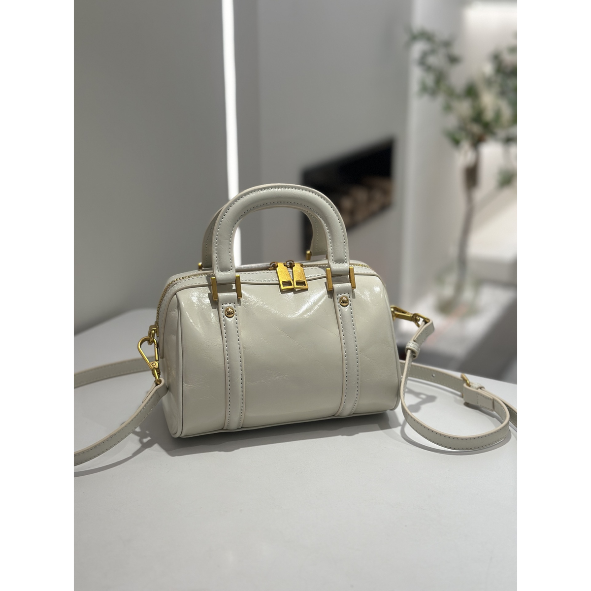 Boston Handbag with Shoulder Strap and Zip Closure in Seven Colors