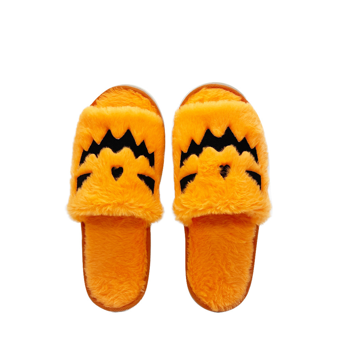 Halloween Plush Slippers, Pumpkin & Elk Faces, Open Toe One Size