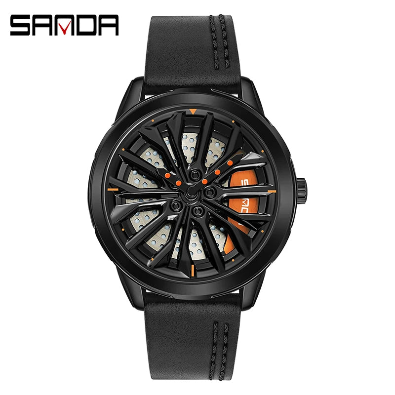 Car-Inspired Rim Watch with a 360-Degree Spinning Hub Design