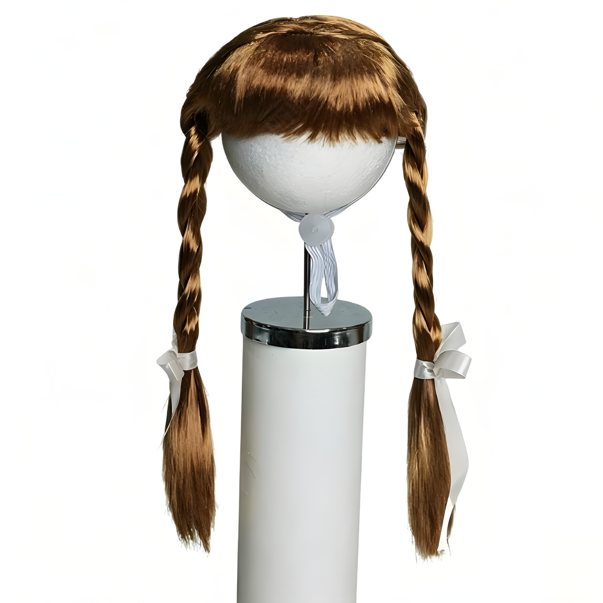 Braided Pet Wig with Bangs and Ribbon Bows for Cats & Small Dogs