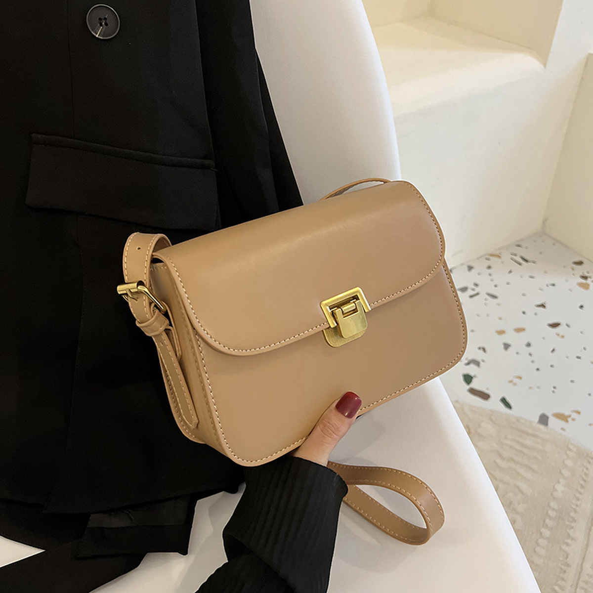 Structured Small Crossbody Bag with Flap and Slim Strap