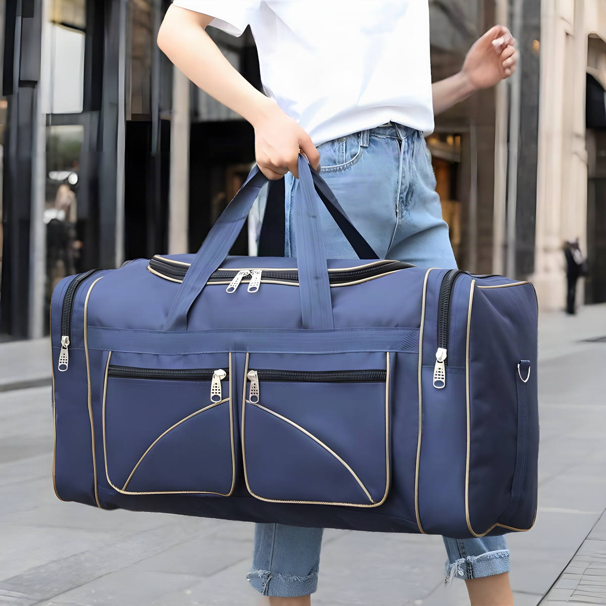 Large Oxford Travel Duffel Bag, 69 cm and Zippered Pockets
