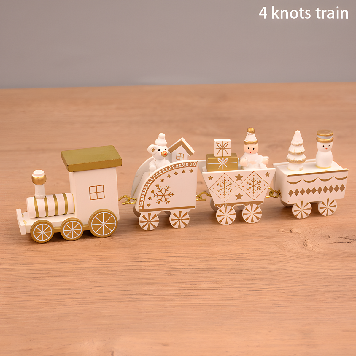 Wooden Christmas Train Tabletop Decor, 4 or 5-Piece Styles