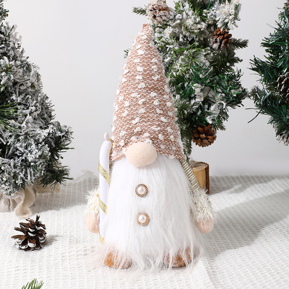 Light-Up Christmas Gnome with Faux-Fur Beard, Two Styles