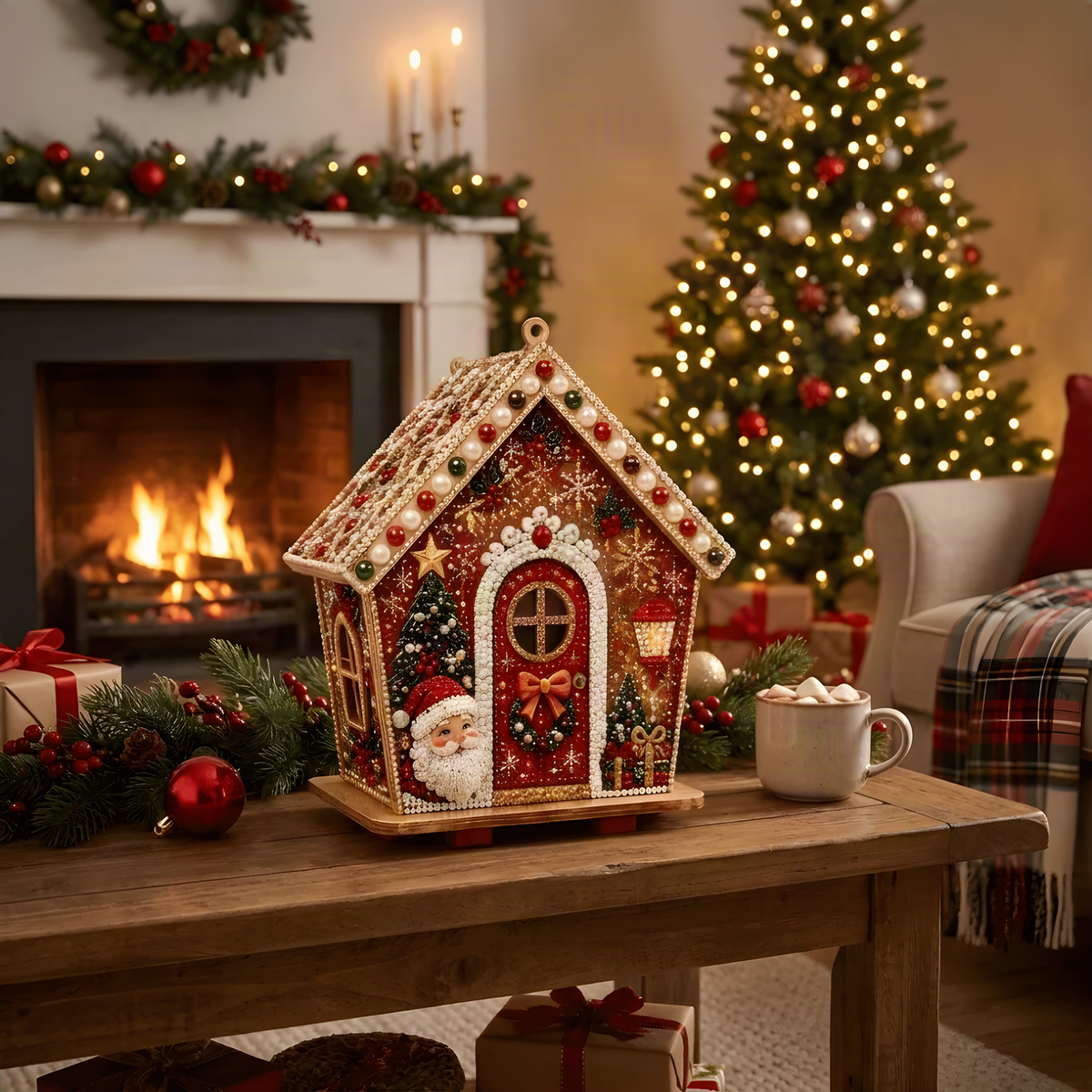 Christmas Diamond Painting Wooden House Kit for DIY Decor