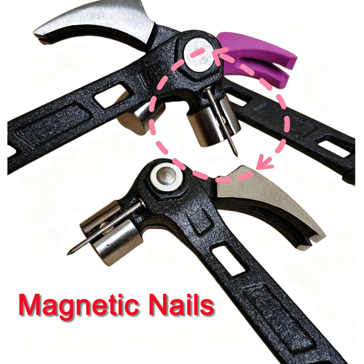 4-Position Magnetic Claw Hammer with Adjustable Pivot Head