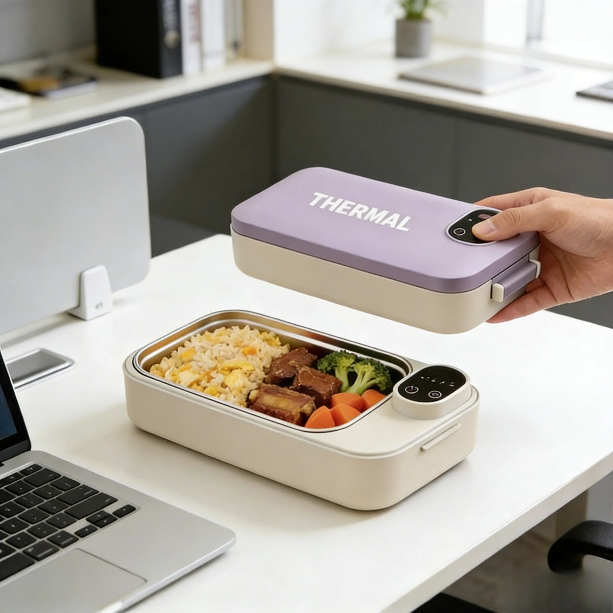Electric Heated Lunch Box USB Rechargeable 900ml Stainless Steel