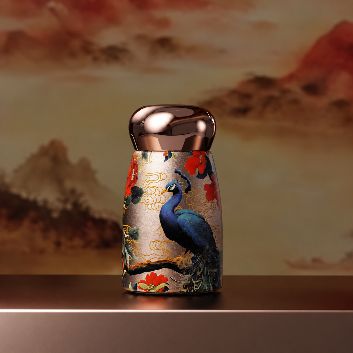 Floral Mini Insulated Cup with Temperature Display, 230 ml