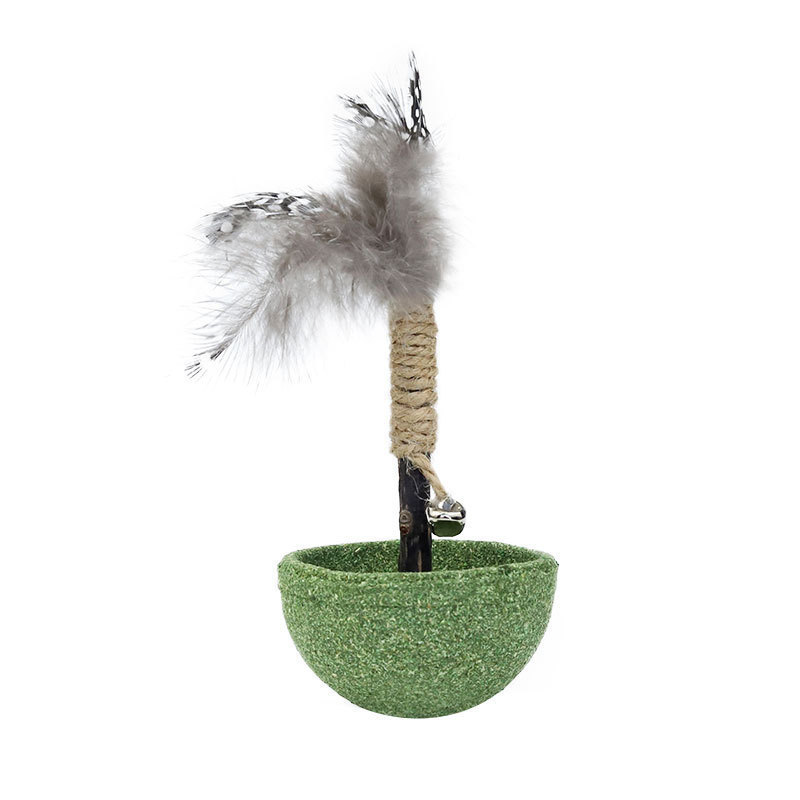 Catnip Tumbler Cat Toy with Feather Teaser & Bell
