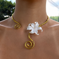 Iris Flower Choker, Open Collar Necklace with Spiral Details
