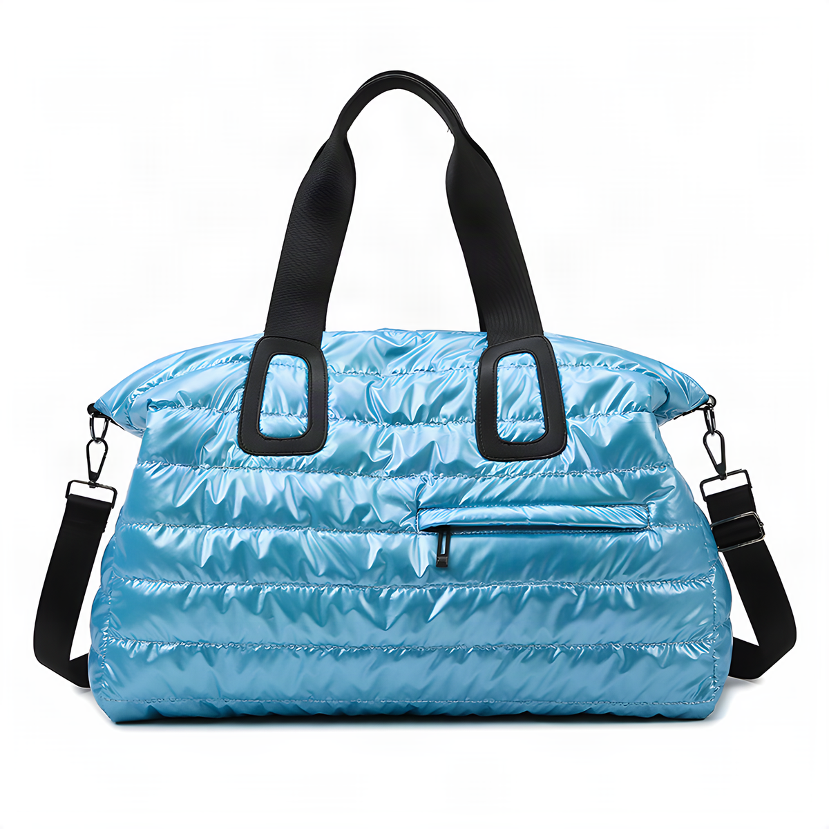 Glossy Quilted Travel Duffel Bag, 52 cm and Shoulder Strap