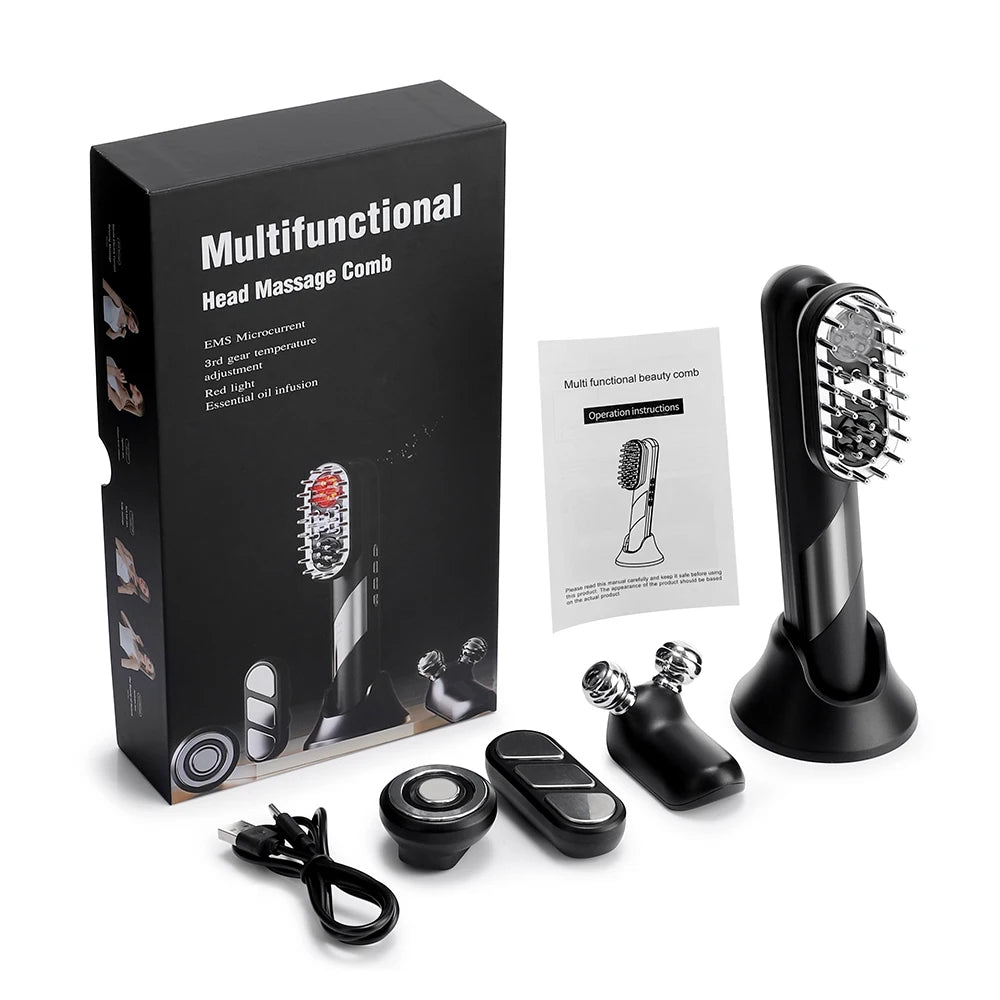 4-in-1 Electric Scalp Massager Comb with EMS & Red Light